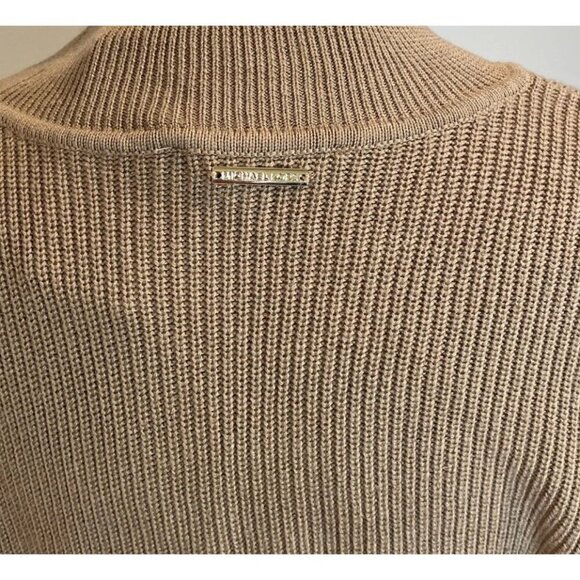 Michael Kors Mock Neckline Sweater Leopard Faux Fur Cuff NWT Size XL - Picture 6 of 8